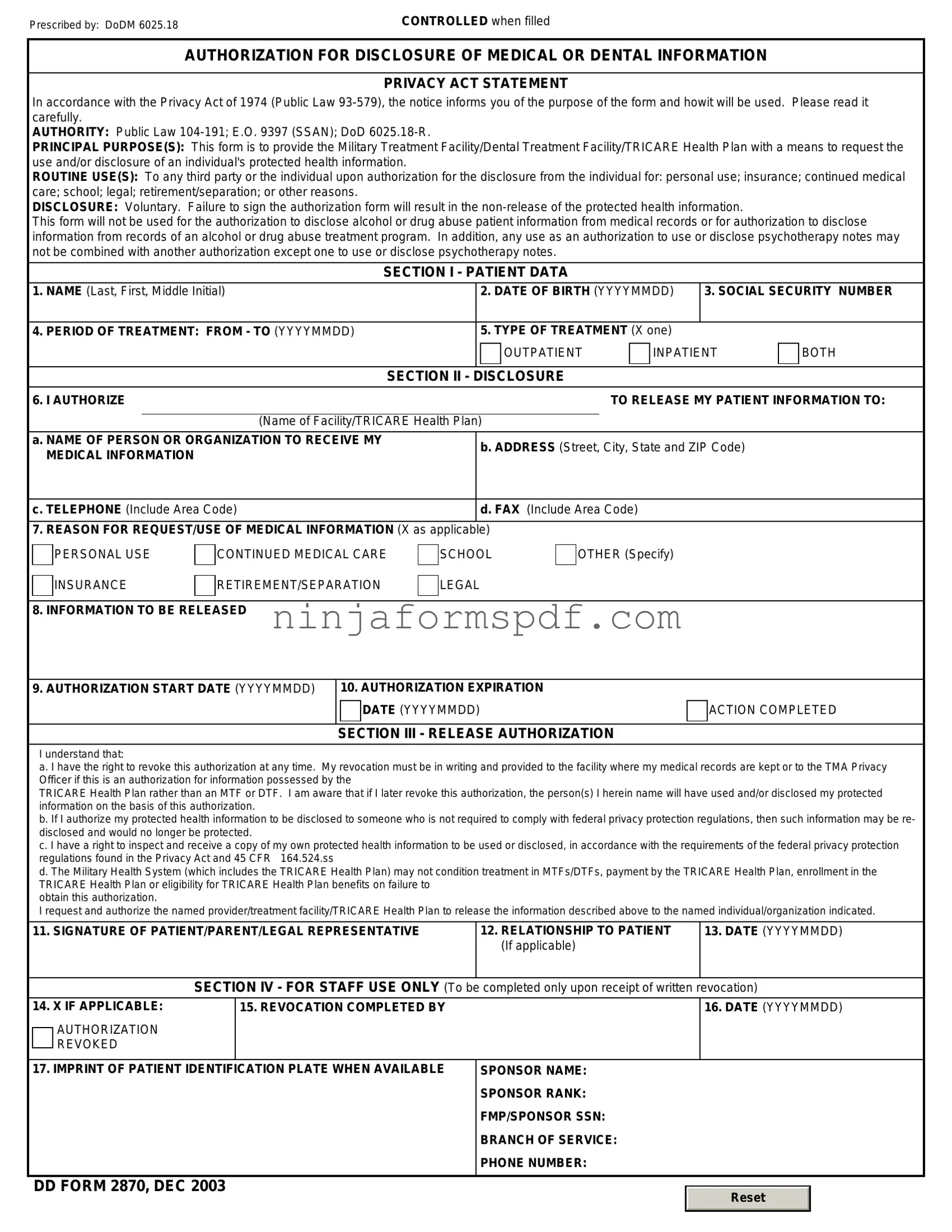 DD 2870 Form