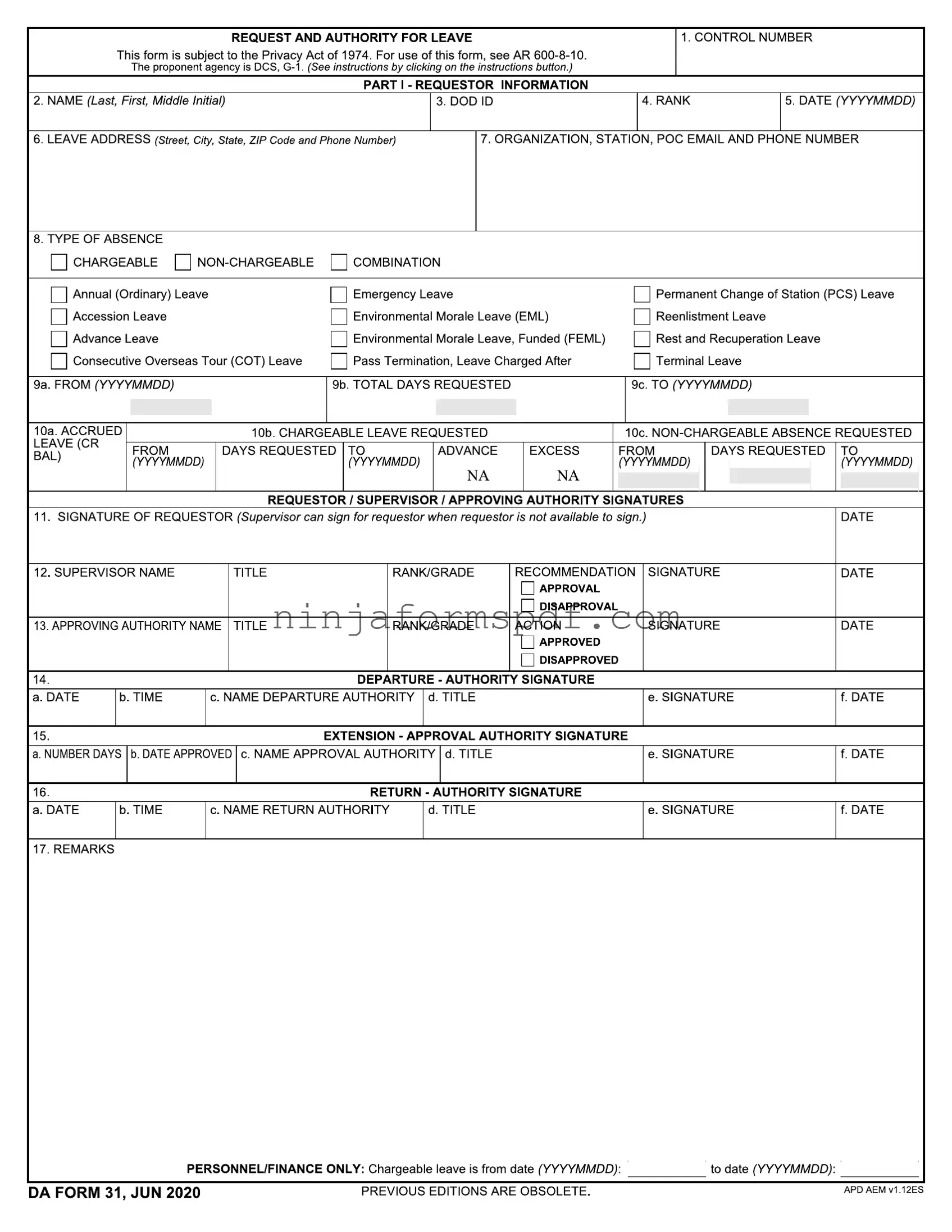 Da 31 Form