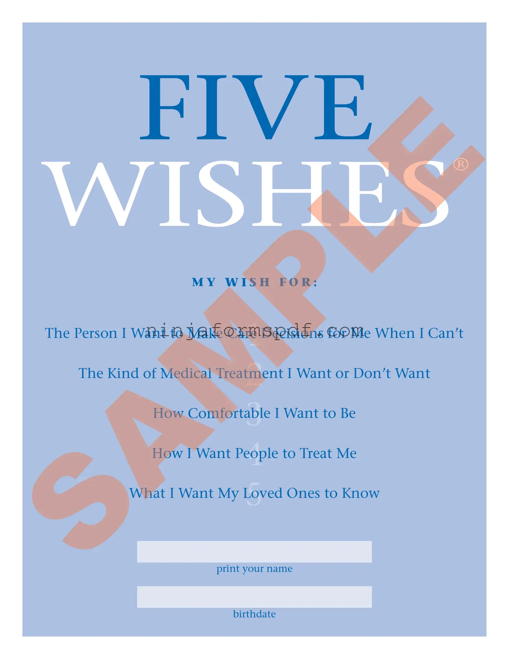 5 Wishes Document Form