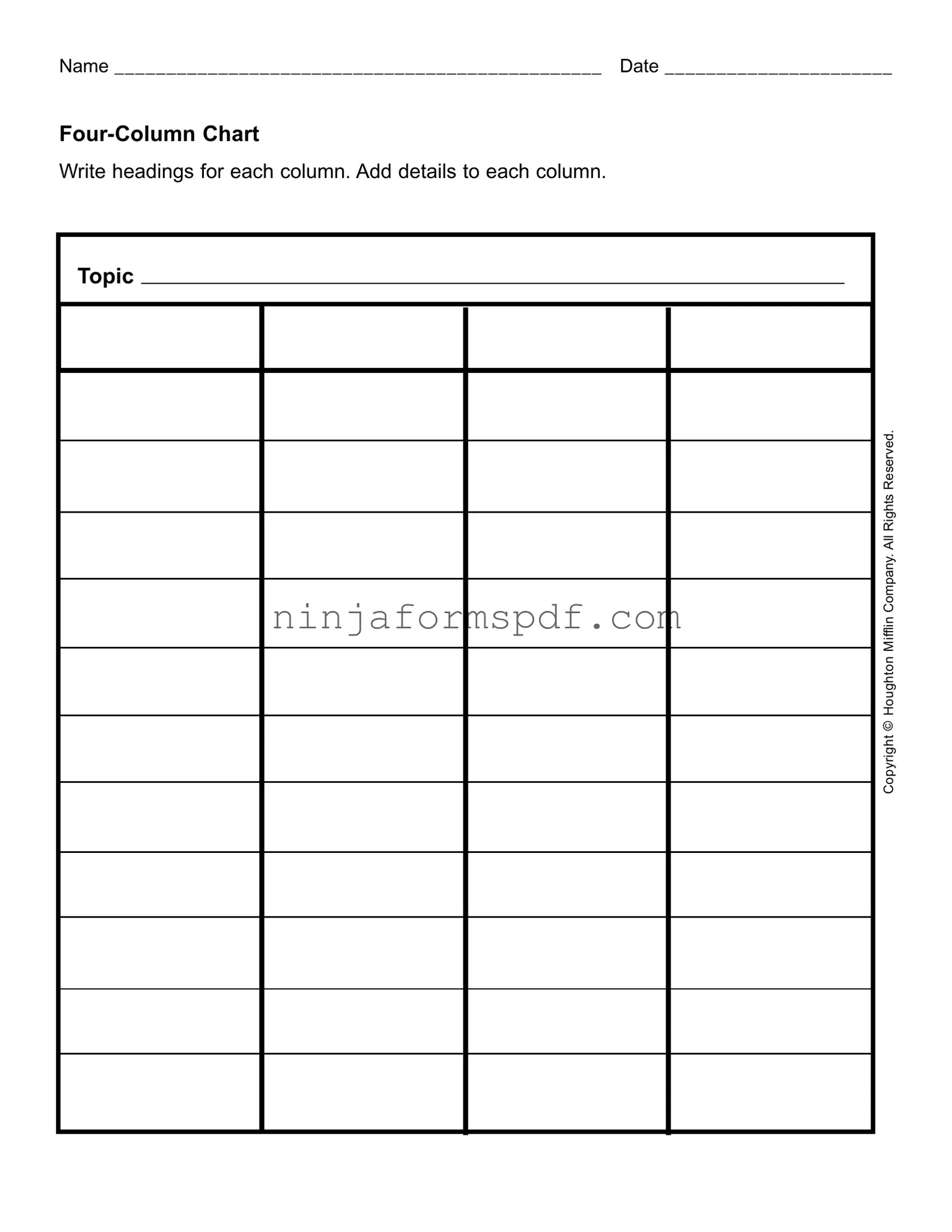 Four Column Chart Form
