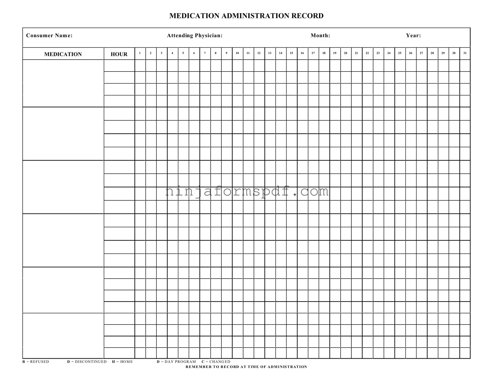 Medication Administration Record Sheet Form