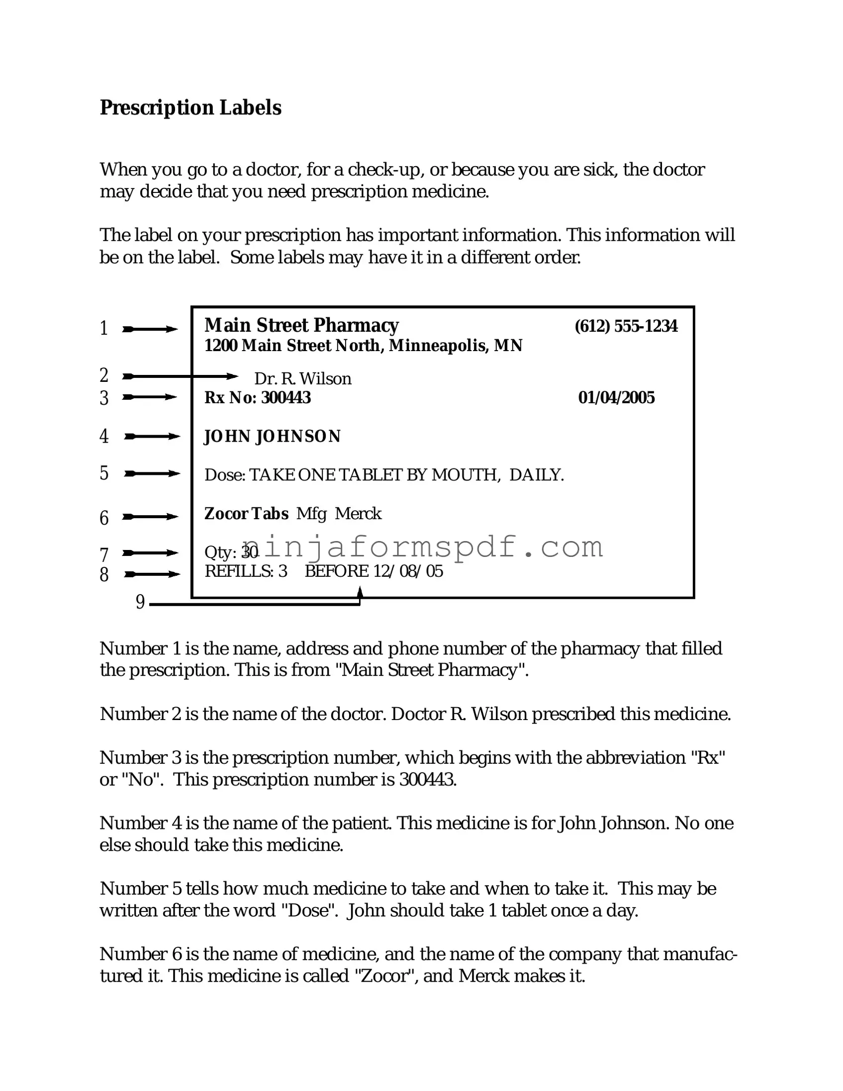 Prescription Label Form