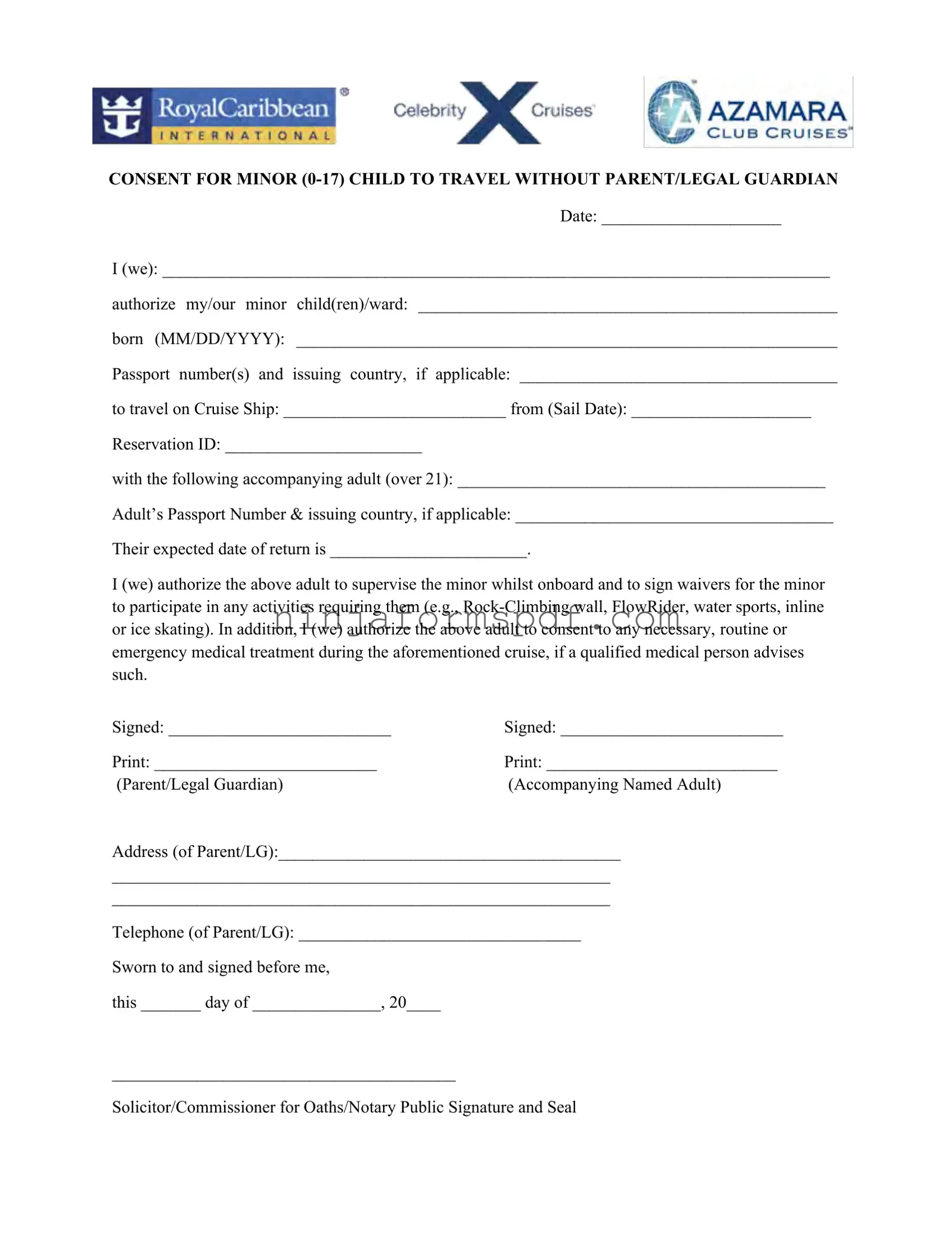 Royal Caribbean Parental Consent Form