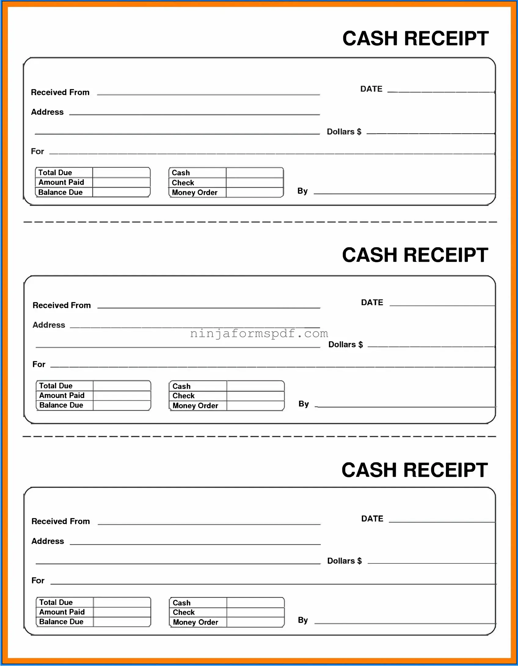 Cash Receipt Form