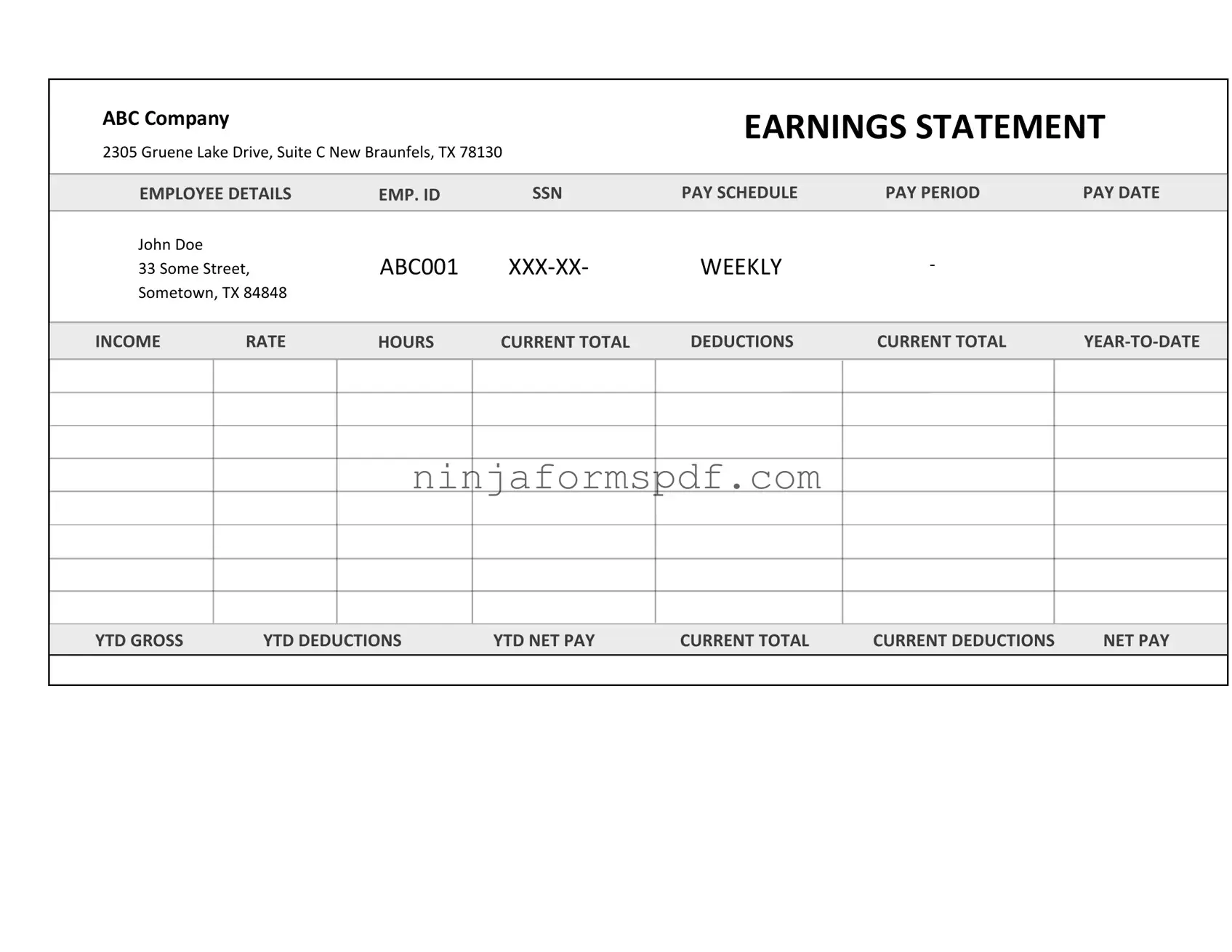 Independent Contractor Pay Stub Form