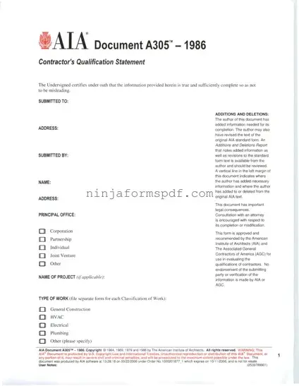 AIA A305 Form