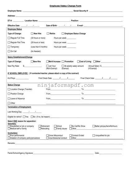 Employee Status Change Form