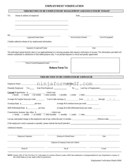 Employment verification form Form