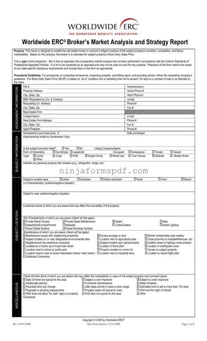 Erc Broker Market Analysis Form