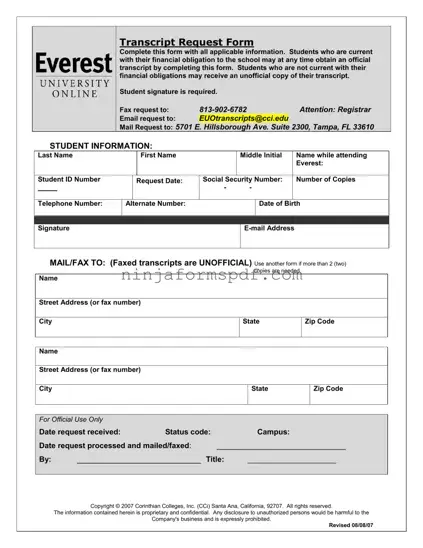 Everest University Transcript Form