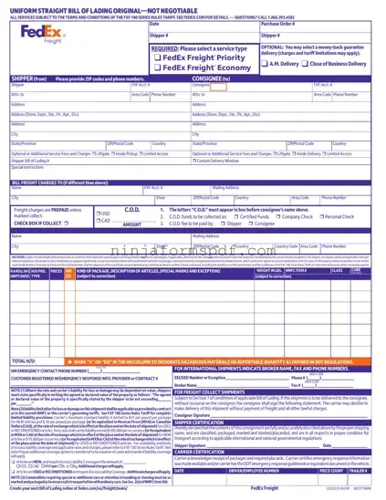 Fedex Bill Of Lading Form