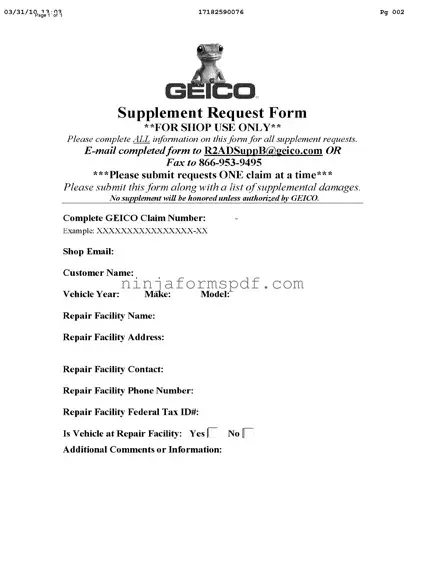 Geico Supplement Request Form