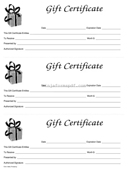 Gift Certificate Form