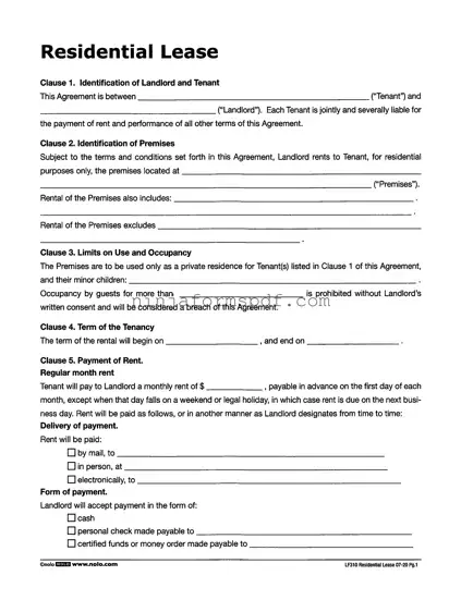 Lf310 Residential Lease Form
