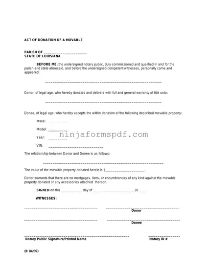 Louisiana act of donation Form