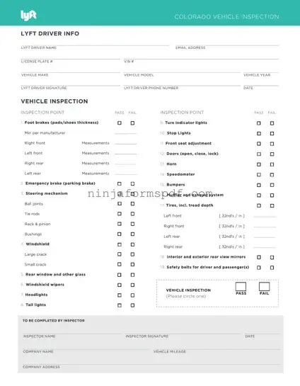 Lyft Inspection Form