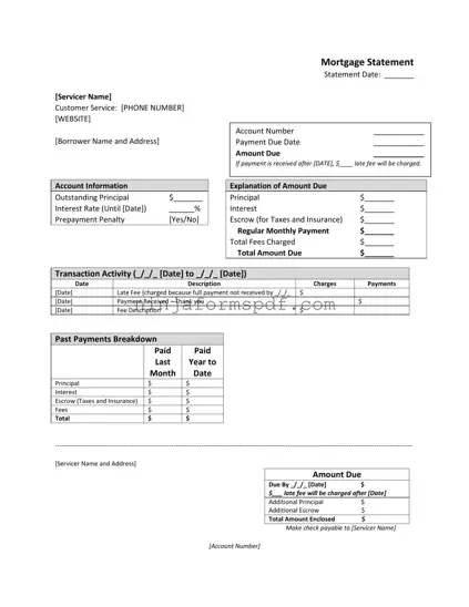 Mortgage Statement Form