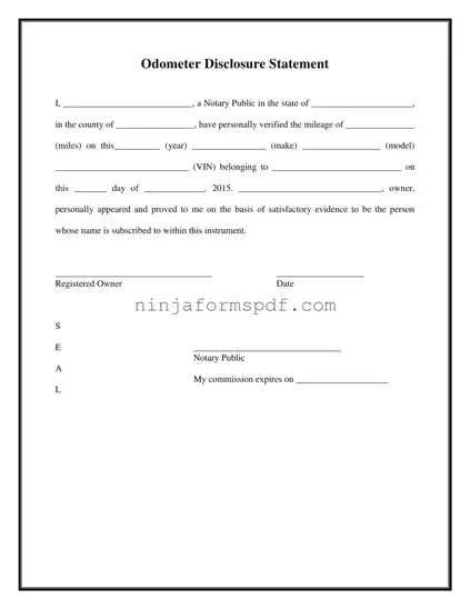 Notarized Odometer Statement Form