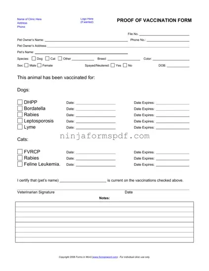 Proof Of Vaccination Dog Form
