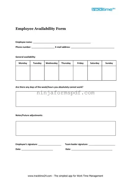 Employee Availability Form