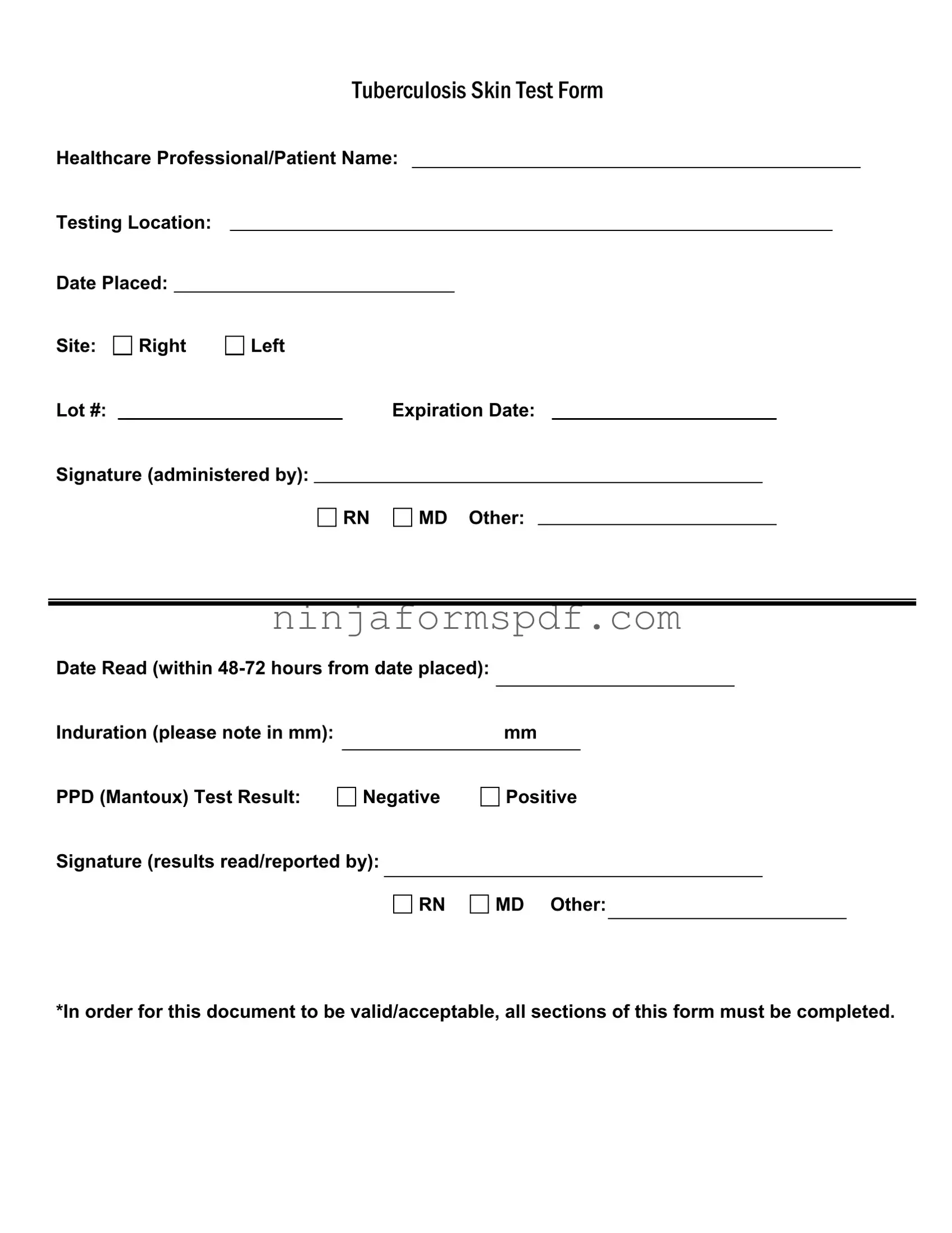 Tb Test Form
