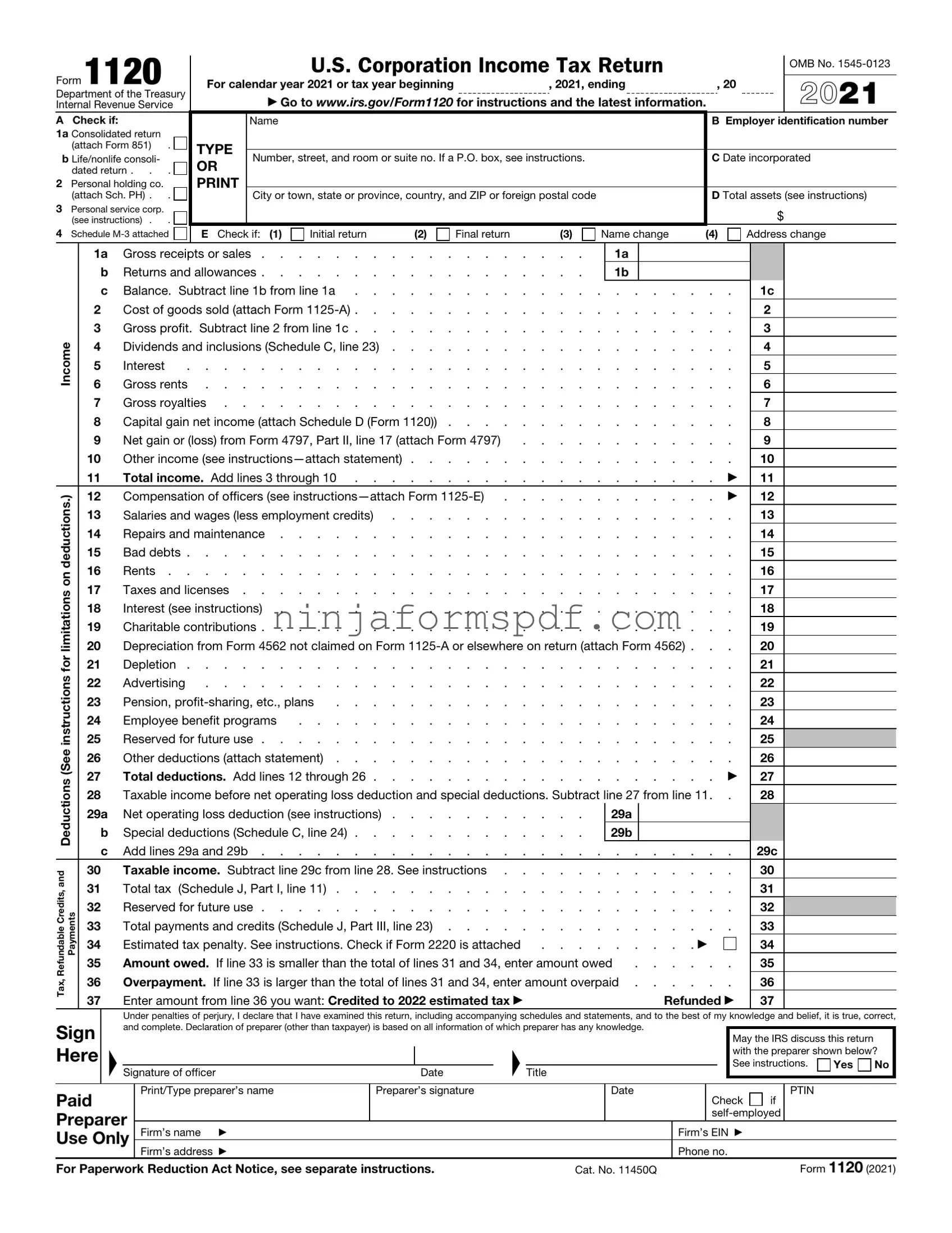 IRS 1120 Form