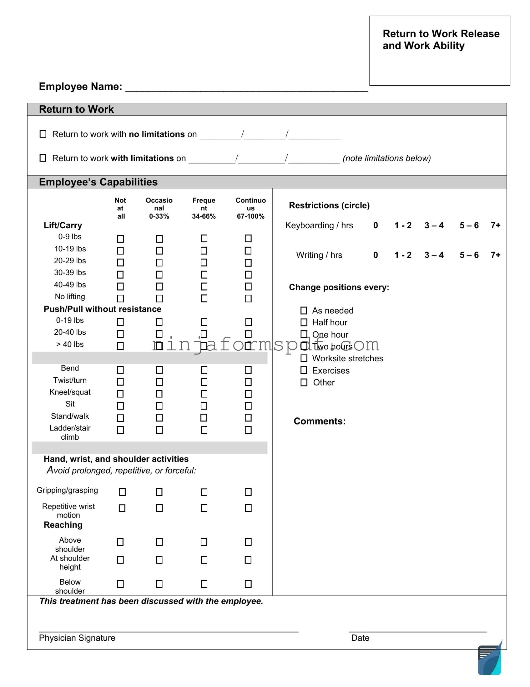 Work Release Form